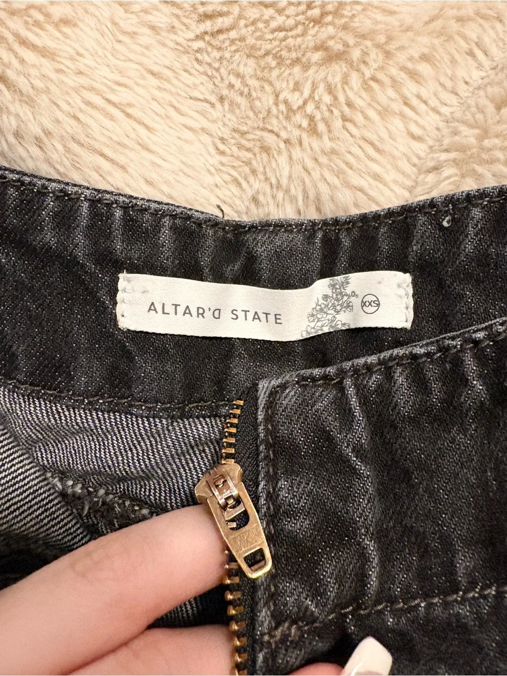 Altar'd State Black Denim Wrap Skort with Tie